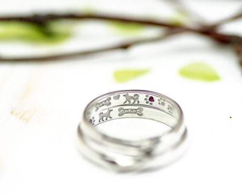 愛犬茶々丸を刻んだオーダーメイドの結婚指輪