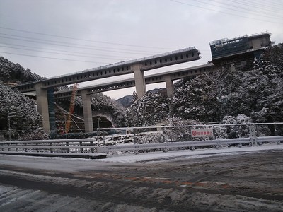 高槻　新名神工事現場の雪景色