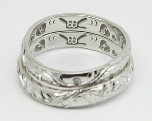 FIDE ET AMORE Wish you happiness forever Vintage Silver Band