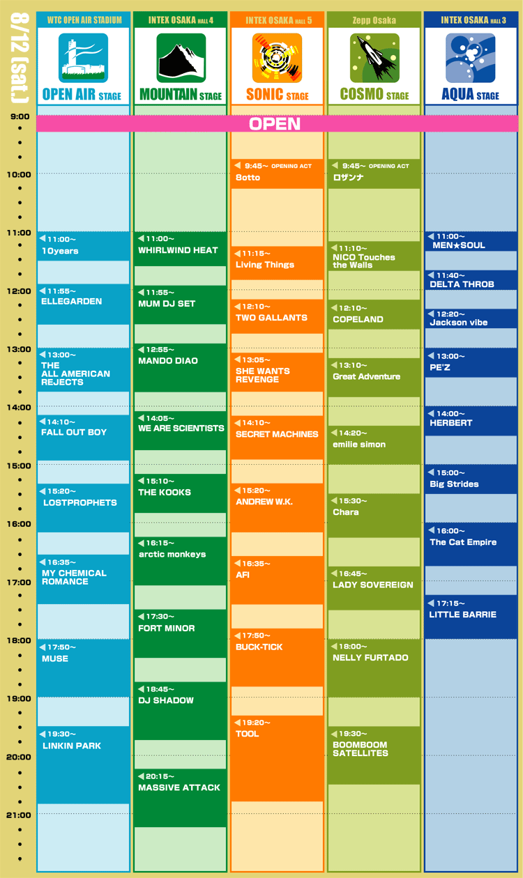 GEEK：SUMMER SONIC 06 TIME TABLE発表！