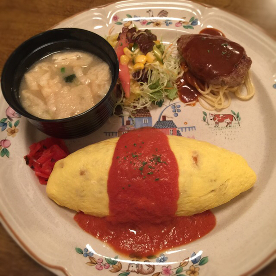 かんみ のたべたべ日記 Cafe Restaurant もみの木 オムライス ハンバーグ