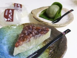 紫陽花と水無月とちゃんぽんうどん