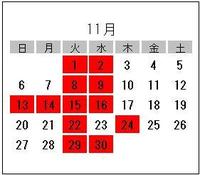 11月の臨時休業日