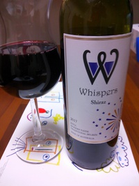 阪神百貨店ワイン売り場で買ったオーストラリアワインWHISPER　Shirazはなかなか良かった